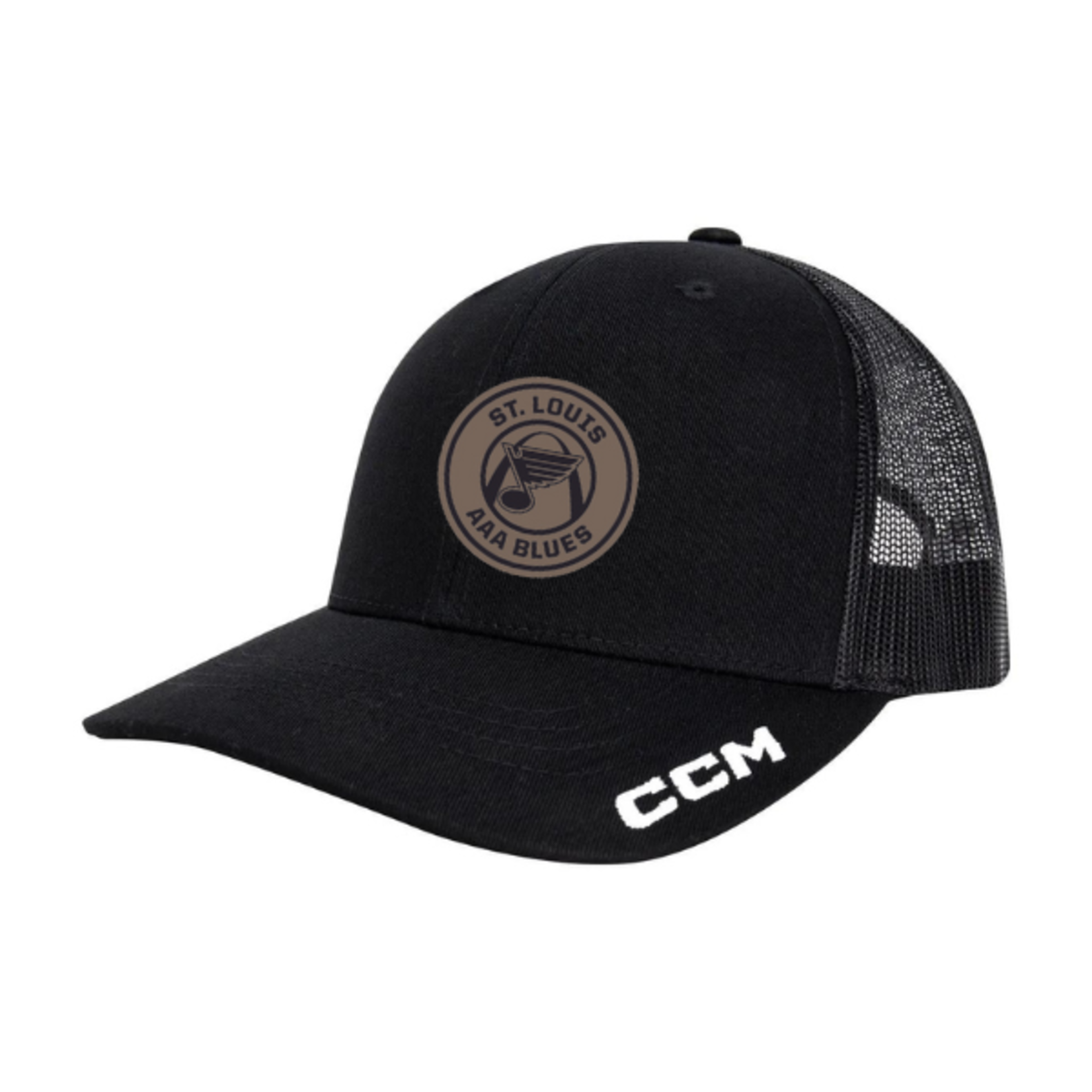 CCM AAA Blues CCM Leather Patch Trucker Hat (BLACK) YOUTH