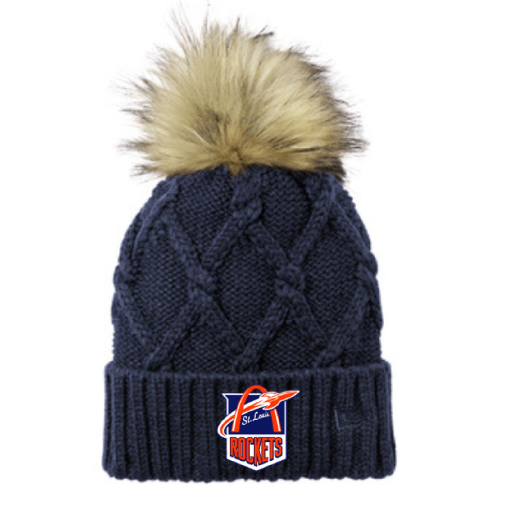 New Era Rockets Faux Fur Pom Beanie (WOMENS) NAVY