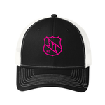 Port Authority Hockey Club Pink C112 Trucker Hat (Black/White)