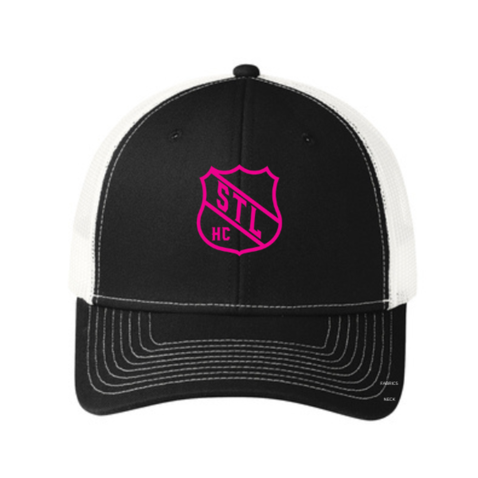 Port Authority Hockey Club Pink C112 Trucker Hat (Black/White)