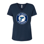 Bella Canvas AAA Blues 6415 Relaxed Triblend S/S V-Neck Tee (WOMENS) Navy