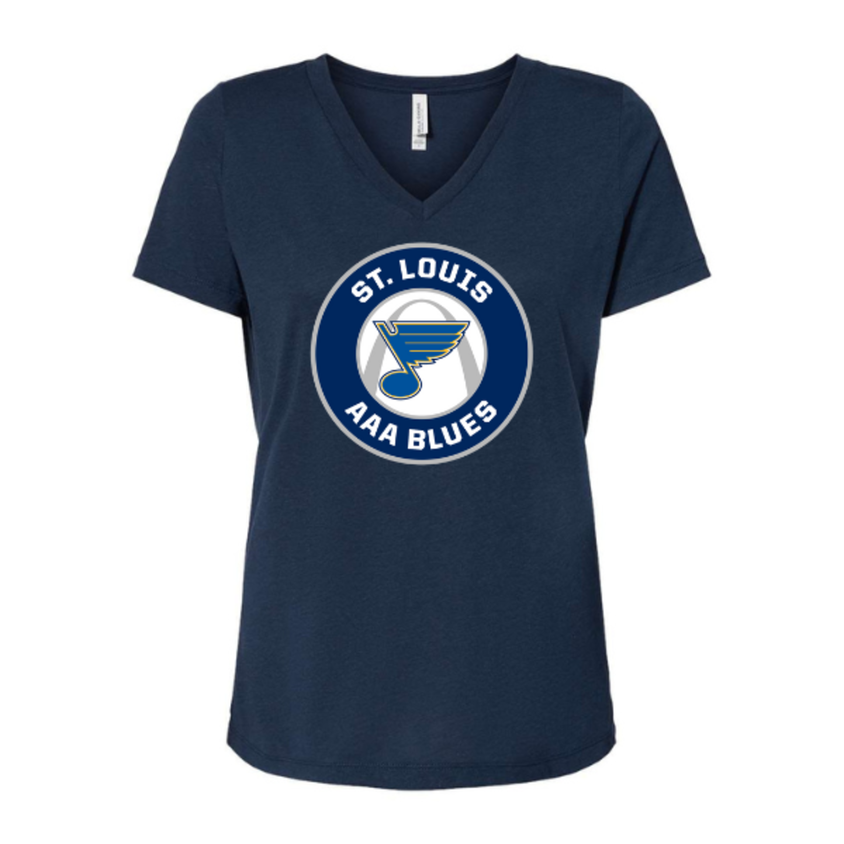 Bella Canvas AAA Blues 6415 Relaxed Triblend S/S V-Neck Tee (WOMENS) Navy