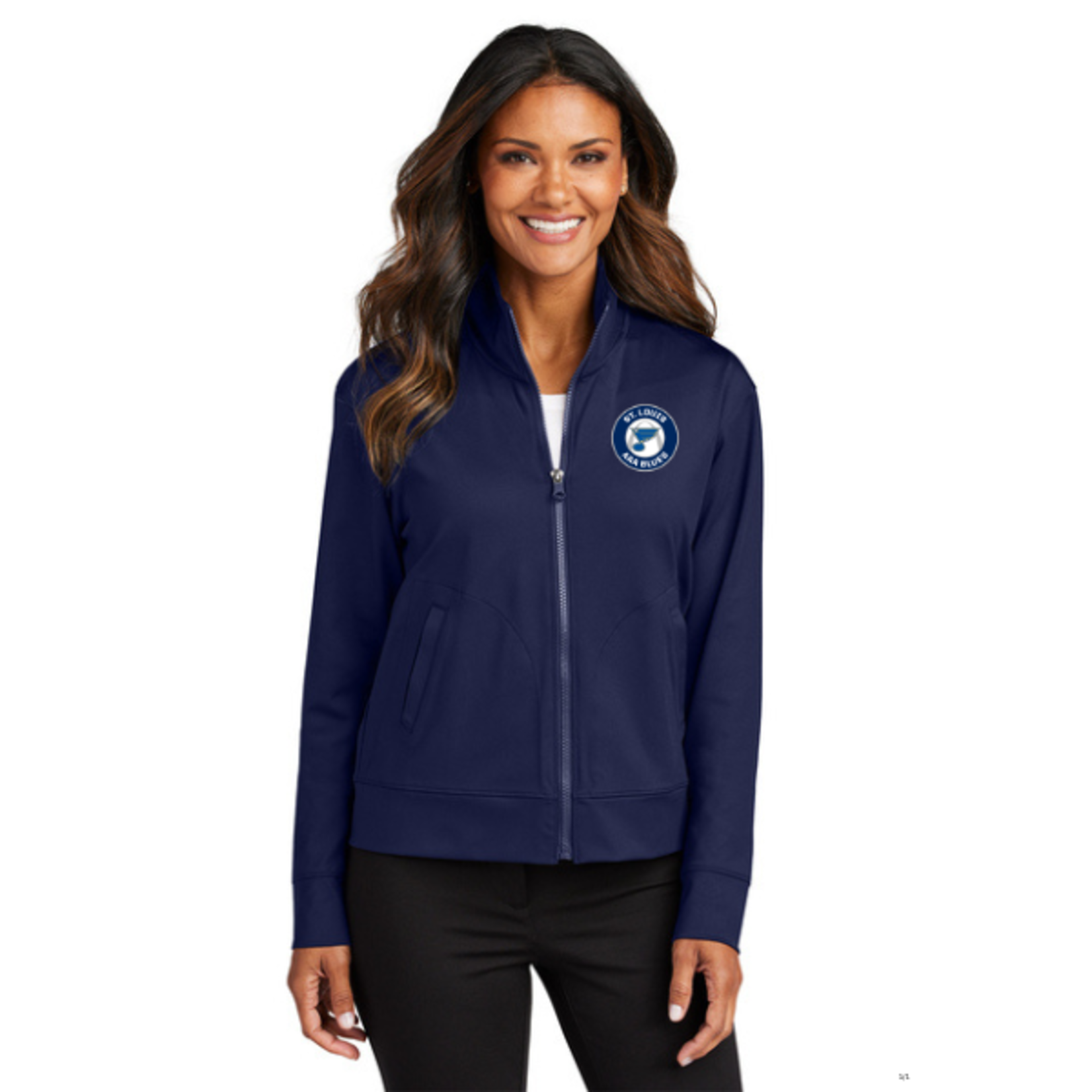 AAA Blues LK881 Double Knit Full Zip (WOMENS) Navy