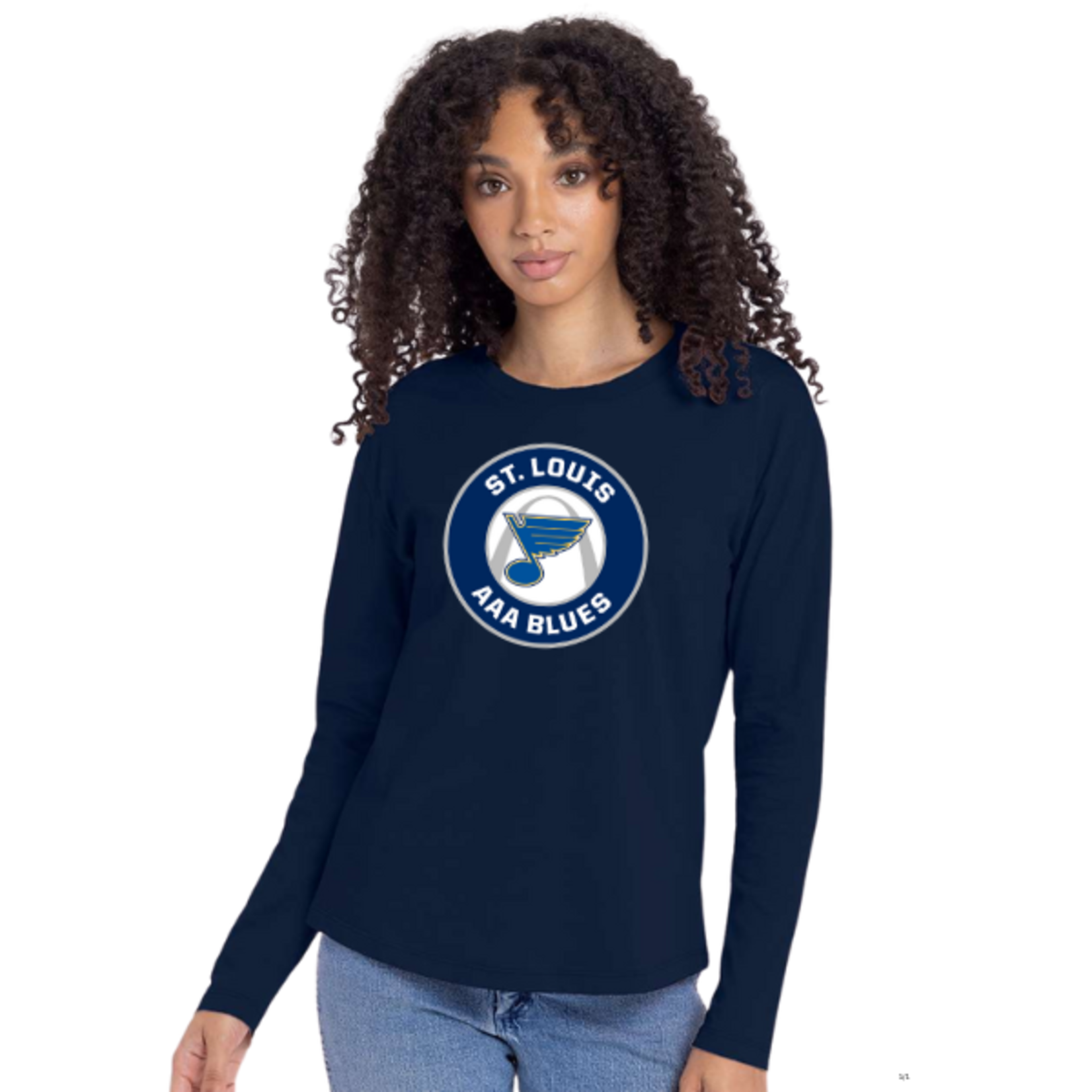 Next Level AAA Blues Cotton Relaxed L/S T-Shirt (WOMENS) Navy