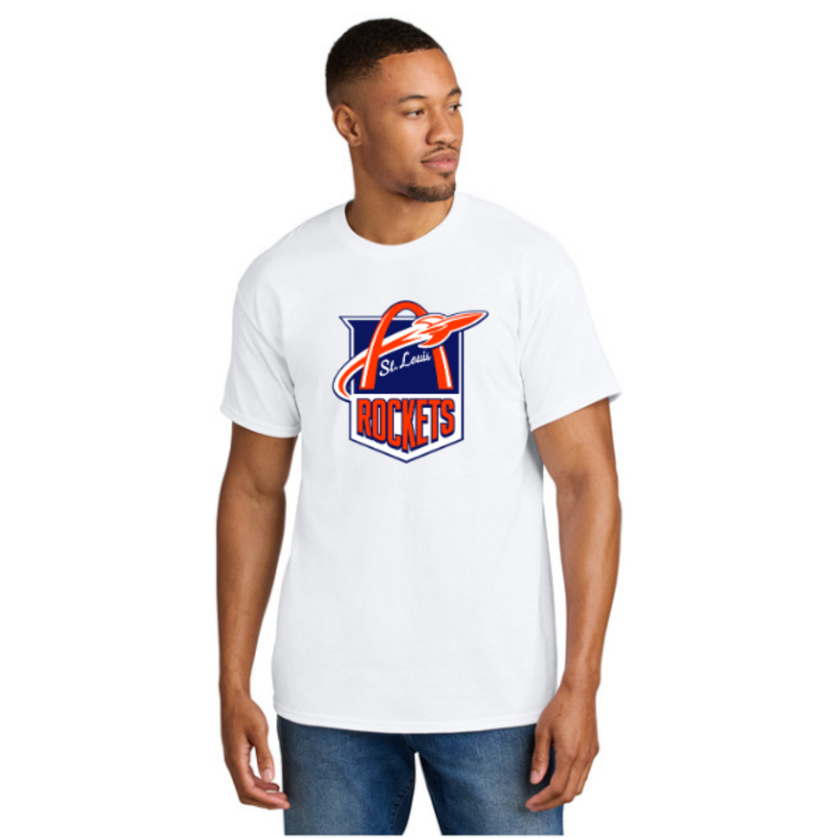 Gildan Rockets Dry Blend 50/50 Shirt (SENIOR) WHITE