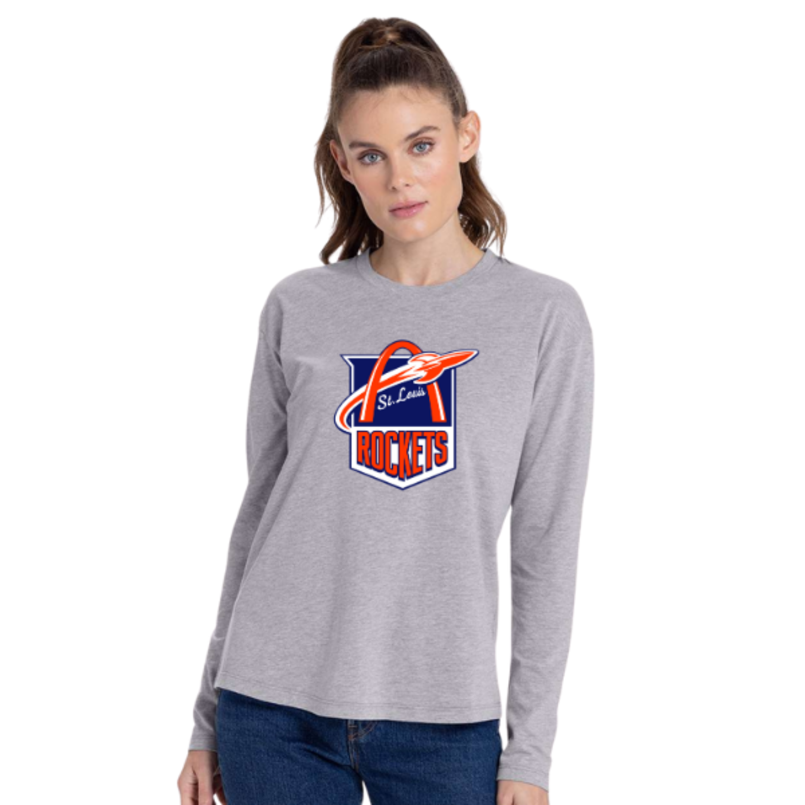 Bella Canvas Rockets 6500 Jersey Long Sleeve Shirt (WOMENS) GREY