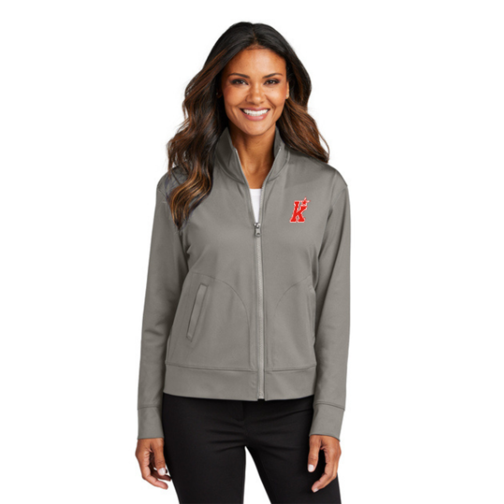 Port Authority Kirkwood LK881 Double Knit Full Zip (WOMENS) GREY