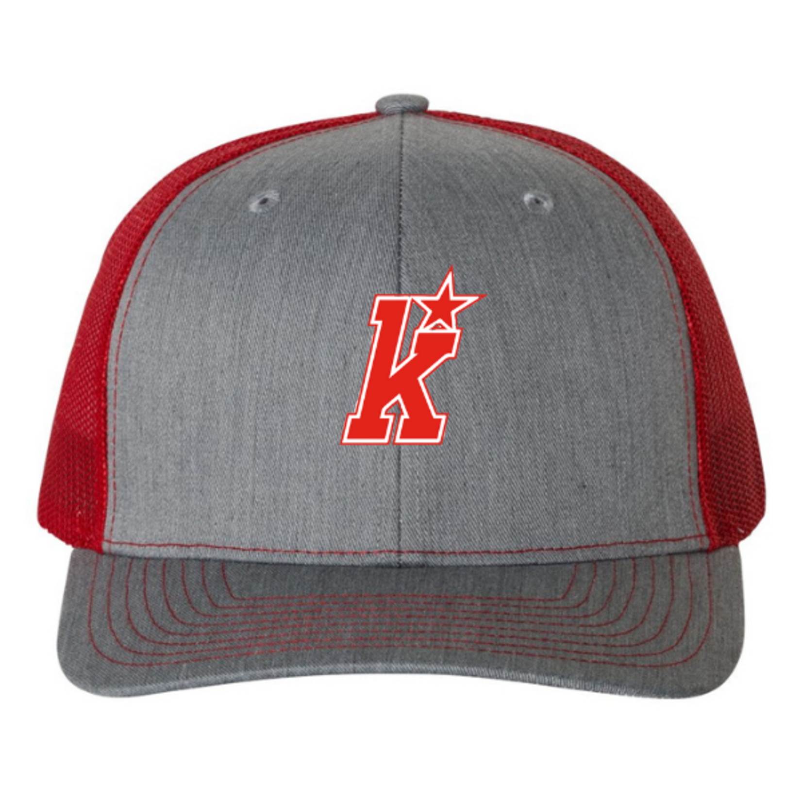 Richardson Kirkwood 112 Snapback Trucker Hat (Grey/Red)