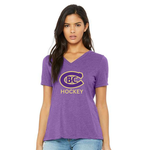 Bella Canvas CBC Hockey 6415 Relaxed Triblend S/S V-Neck Tee (WOMENS) Purple