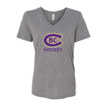 Bella Canvas CBC Hockey 6415 Relaxed Triblend S/S V-Neck Tee (WOMENS) Grey