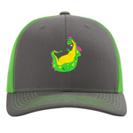 Richardson Puff Passers 112 Snapback Trucker Hat (CHARCOAL/NEON GREEN)