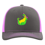 Richardson Puff Passers 112 Snapback Trucker Hat (CHARCOAL/NEON PINK)