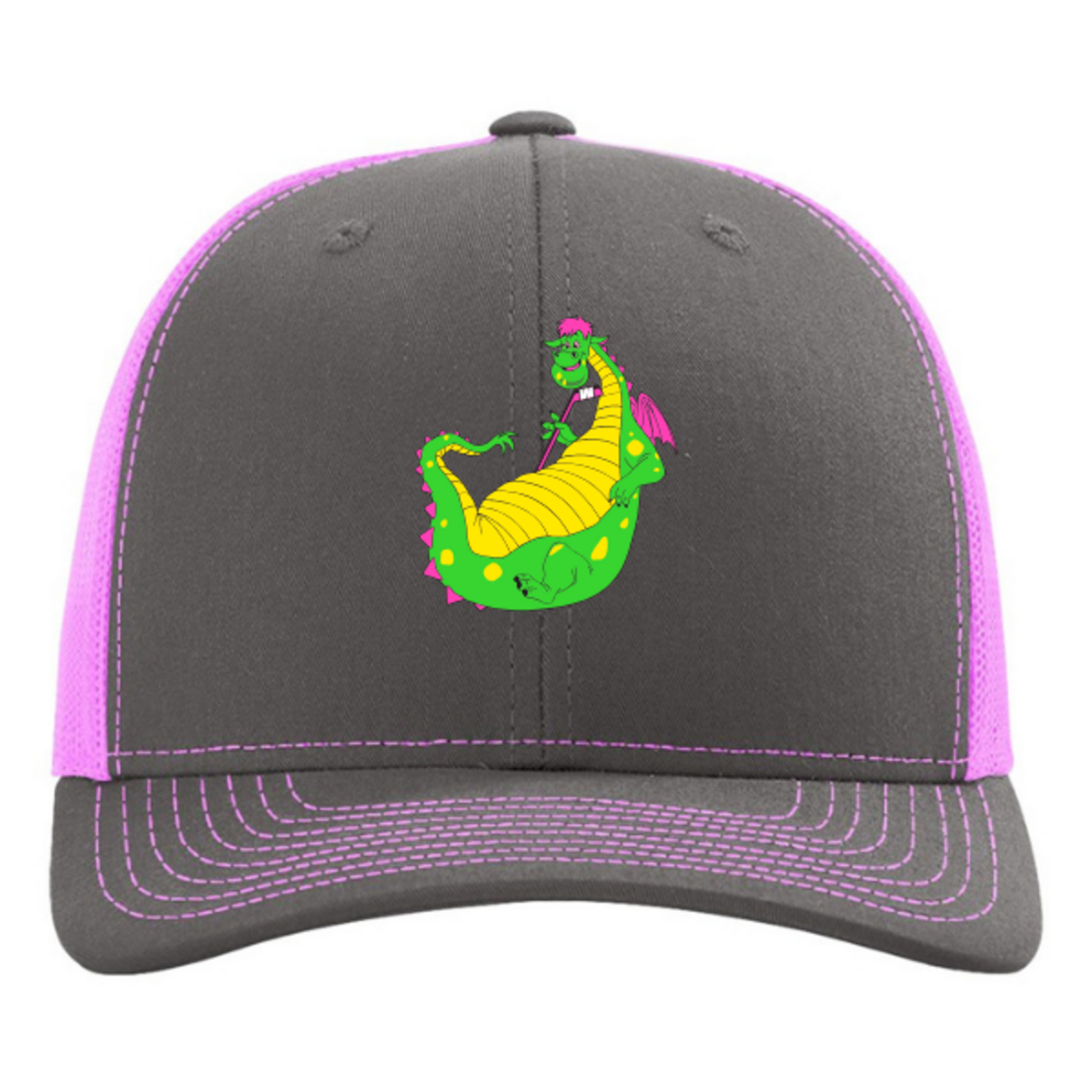 Richardson Puff Passers 112 Snapback Trucker Hat (CHARCOAL/NEON PINK)
