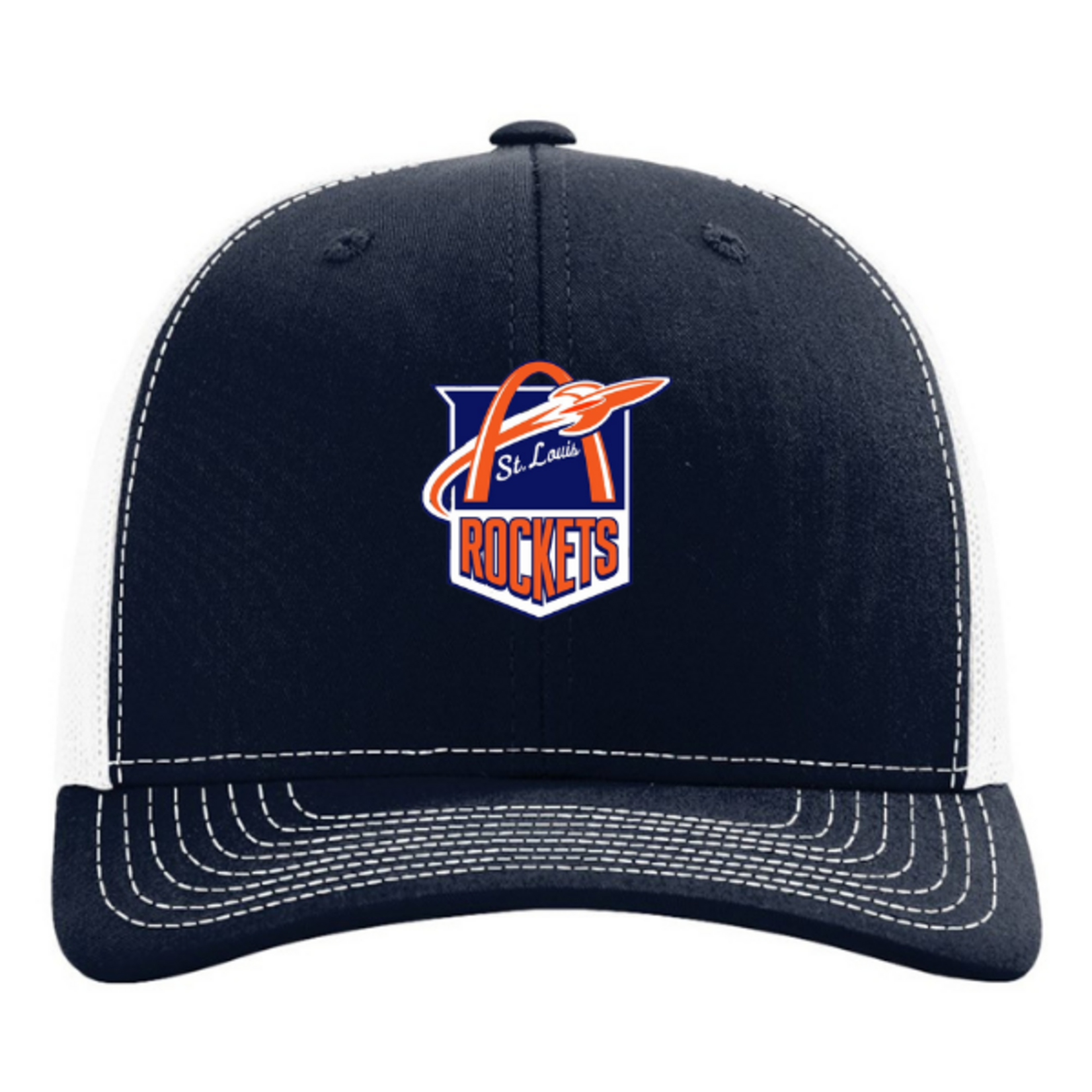 Richardson Rockets 112 Snapback Trucker Hat (Navy/White)