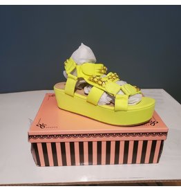 SUNMIA LIME CHAINED STRAP OPEN TOE CAGED PLATFORM WEDGE