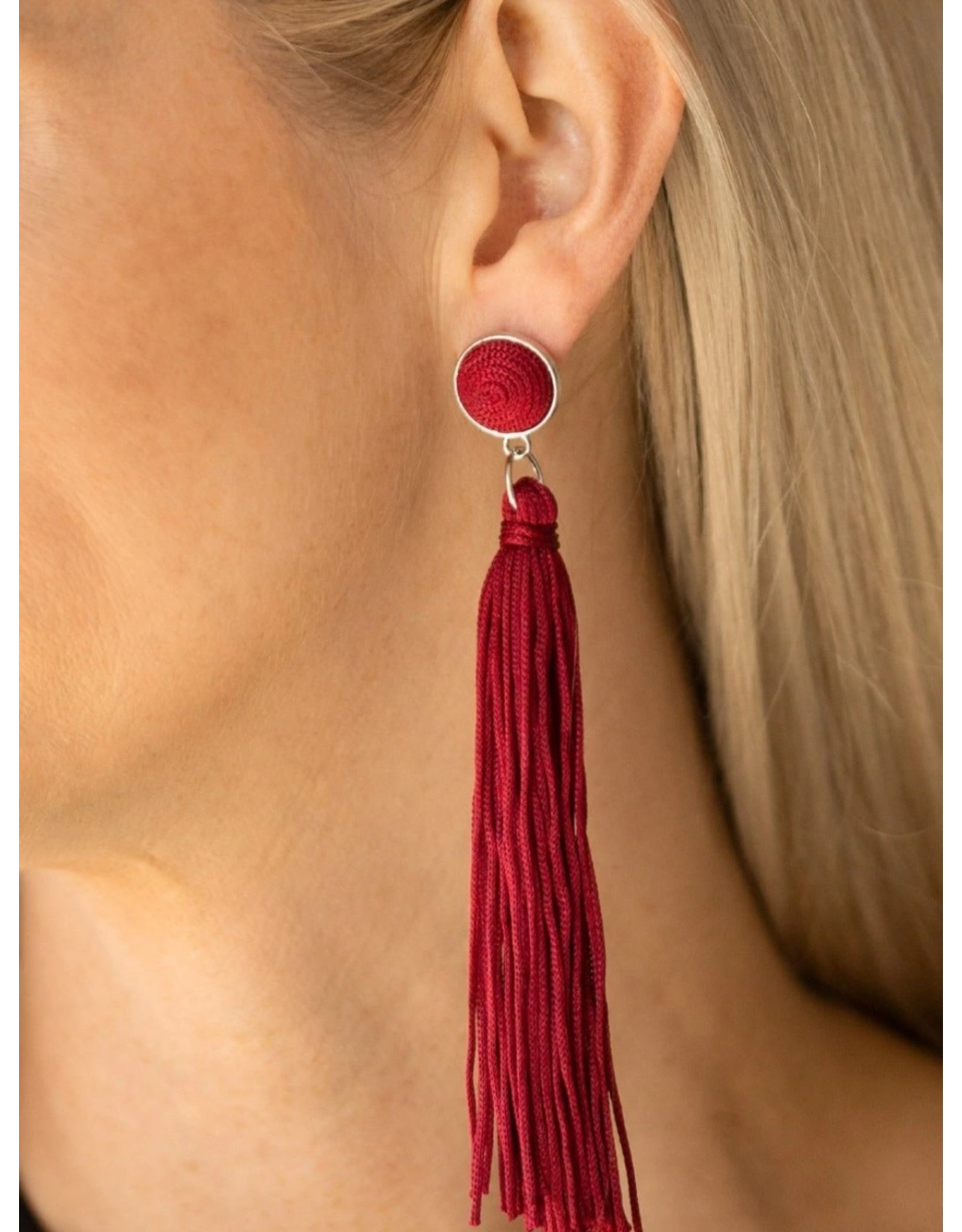 BELL'S BOUTIQUE Tightrope Tassel Red Post Earring