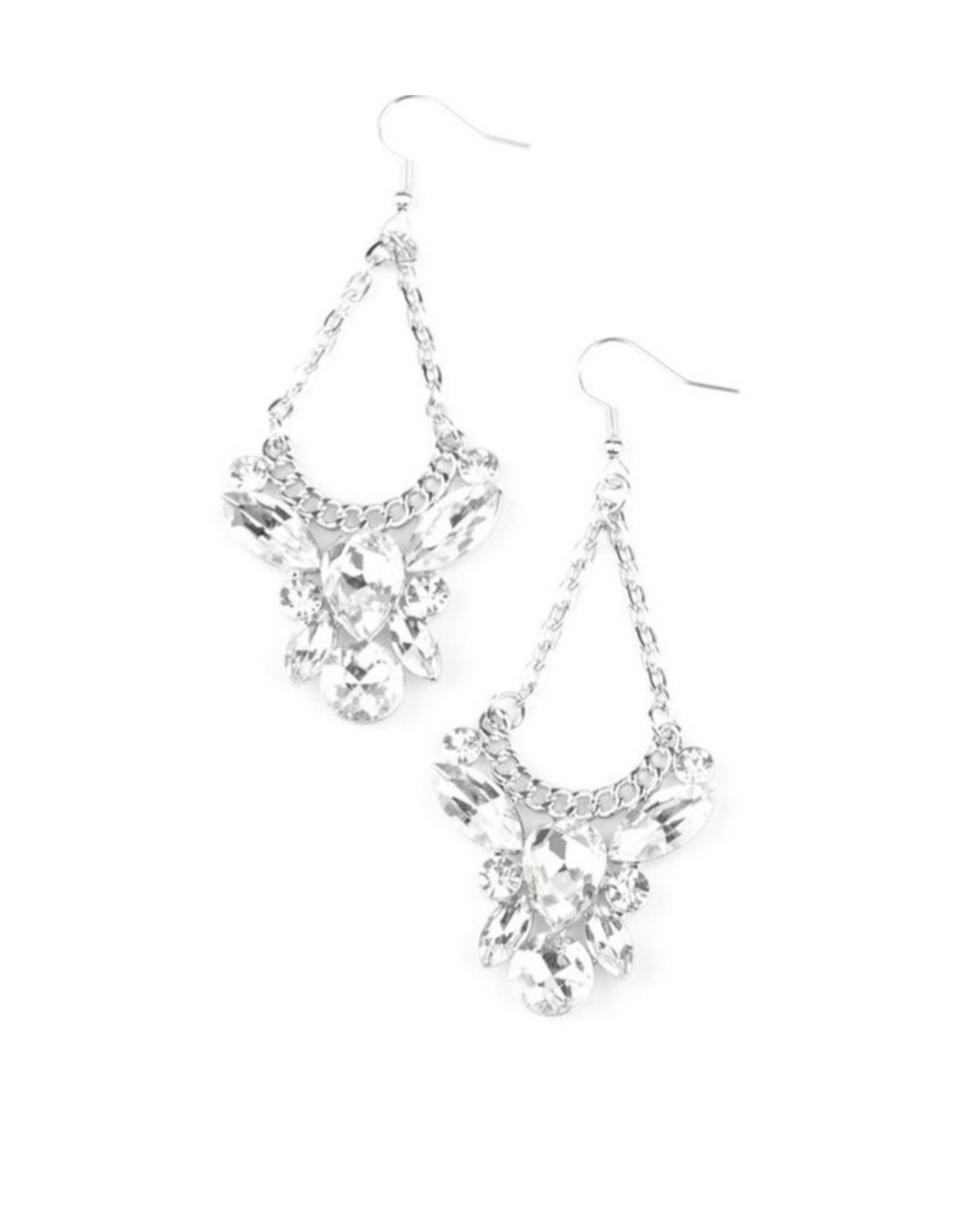 BELL'S BOUTIQUE Bling Bouquets White Rhinestone silver earrings