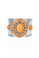 BELL'S BOUTIQUE Room to Roam - Orange Stones Silver Thick Cuff