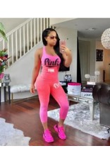 BELL'S BOUTIQUE Pink Letter Print Tank Top 2 PPiece Outfit