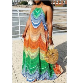 BELL'S BOUTIQUE Casual Print Loose Multicolor Maxi Dress XL