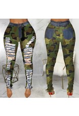 BELL'S BOUTIQUE Casual Broken Camoflage Printed Jeans Large