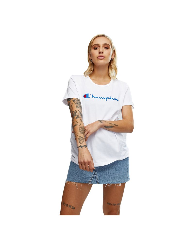 CHAMPION T-SHIRT CHAMPION WOMENS SCRIPT CVRGN WHITE