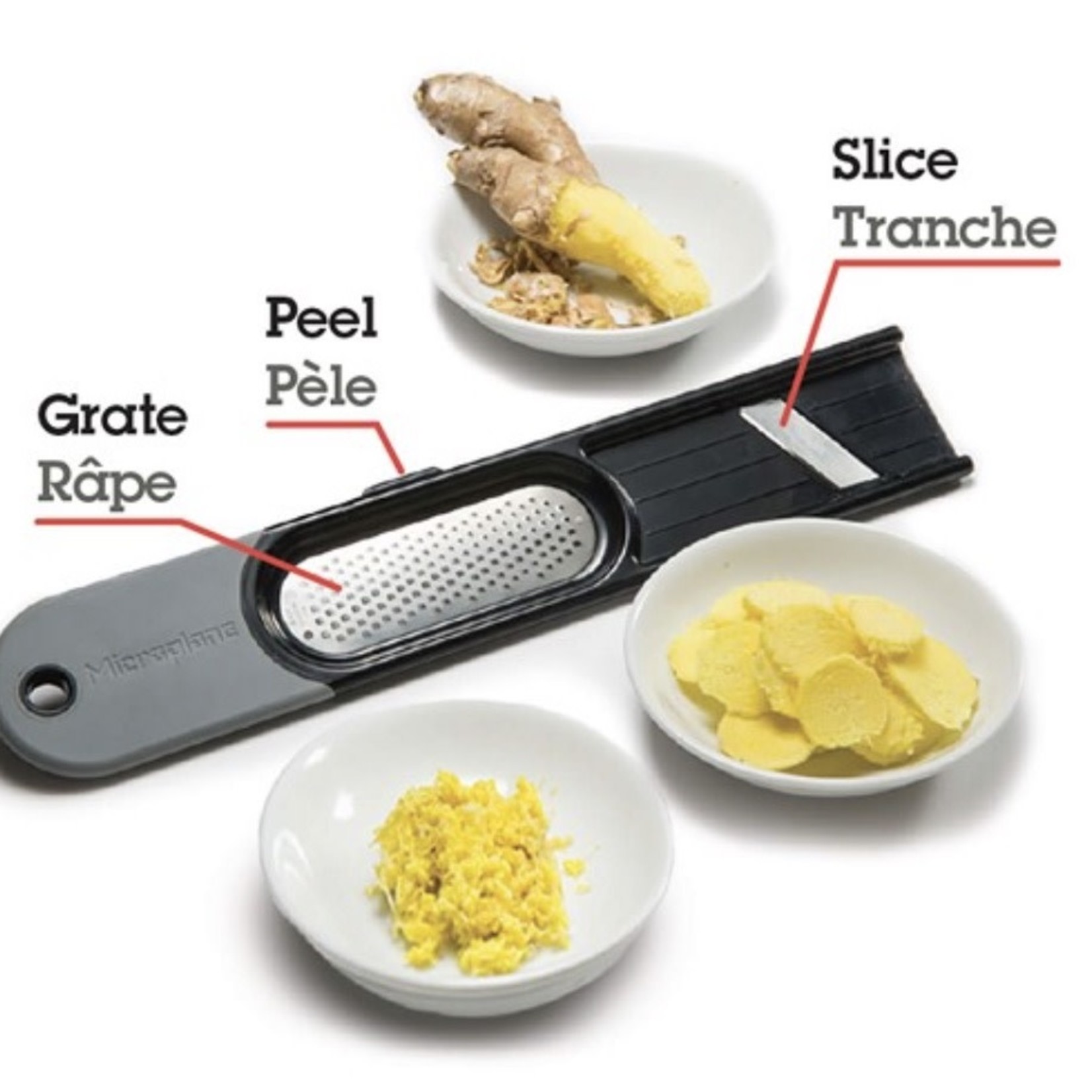 MICROPLANE MICROPLANE 3-In-1 Ginger Grater Tool - Black/Grey