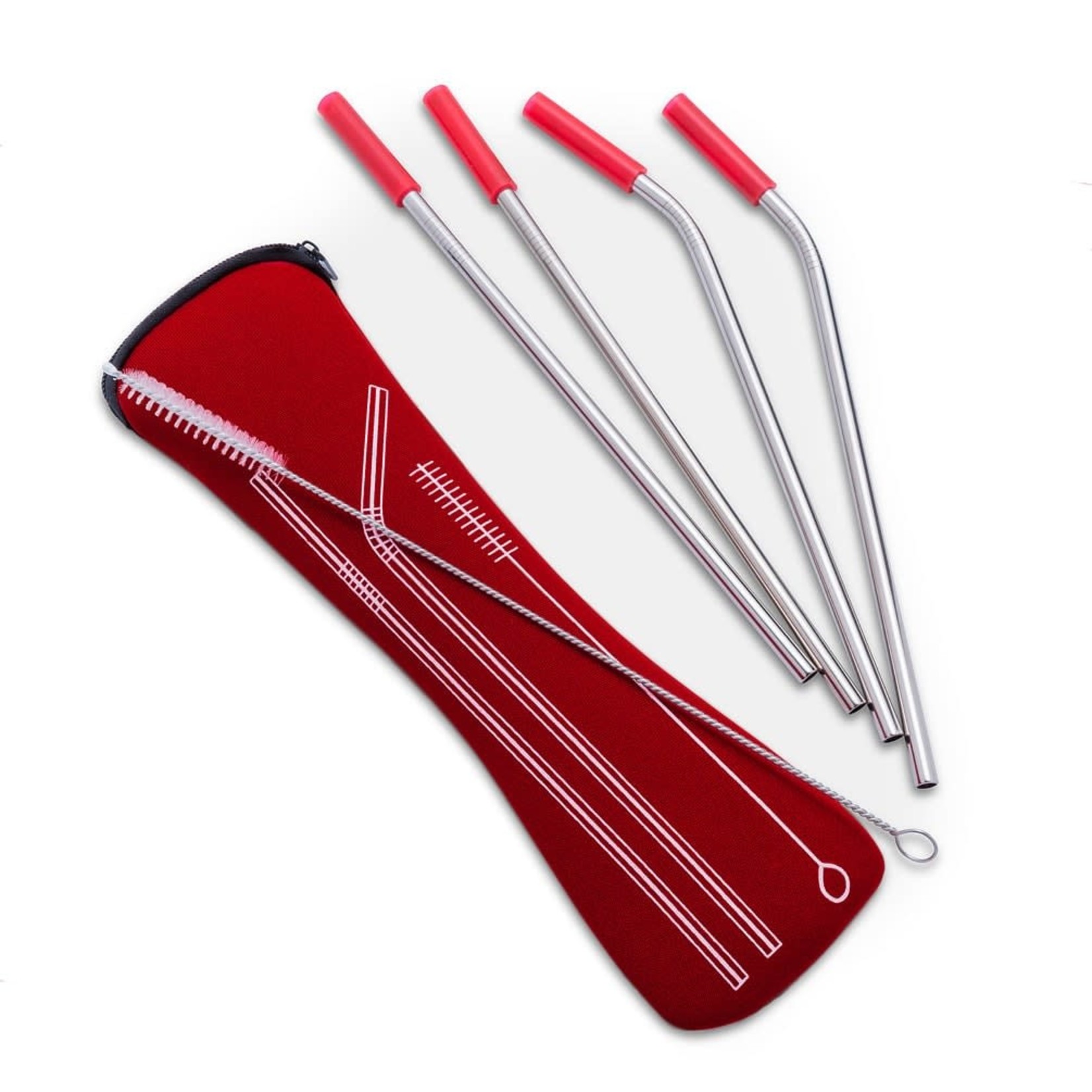 ABBOTT ABBOTT Straws & Brush In Pouch S/4 - Red DISC