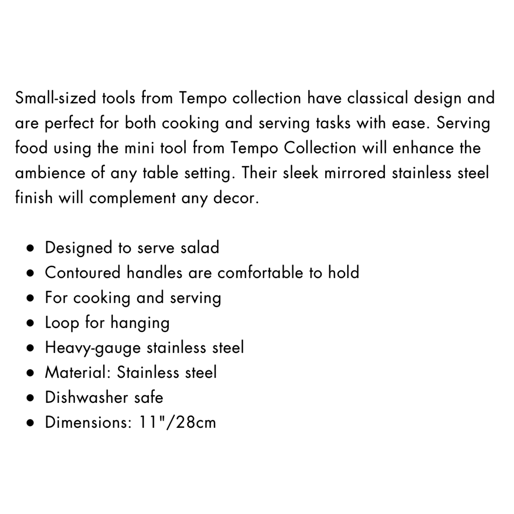 CUISIPRO CUISIPRO Tempo Salad Tongs 11'' - Shiny Stainless