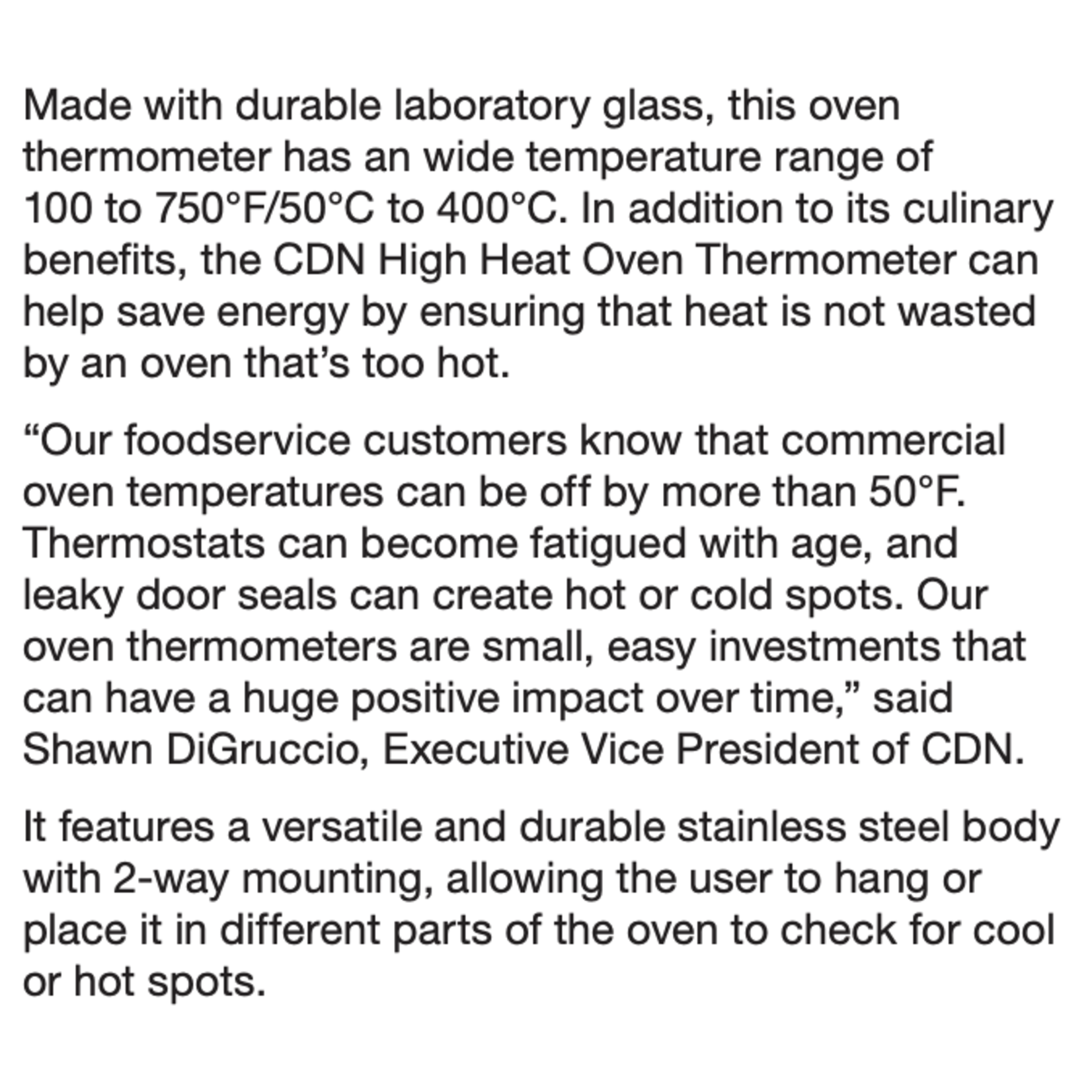 CDN CDN ProAccurate High Heat Internal Oven Thermometer