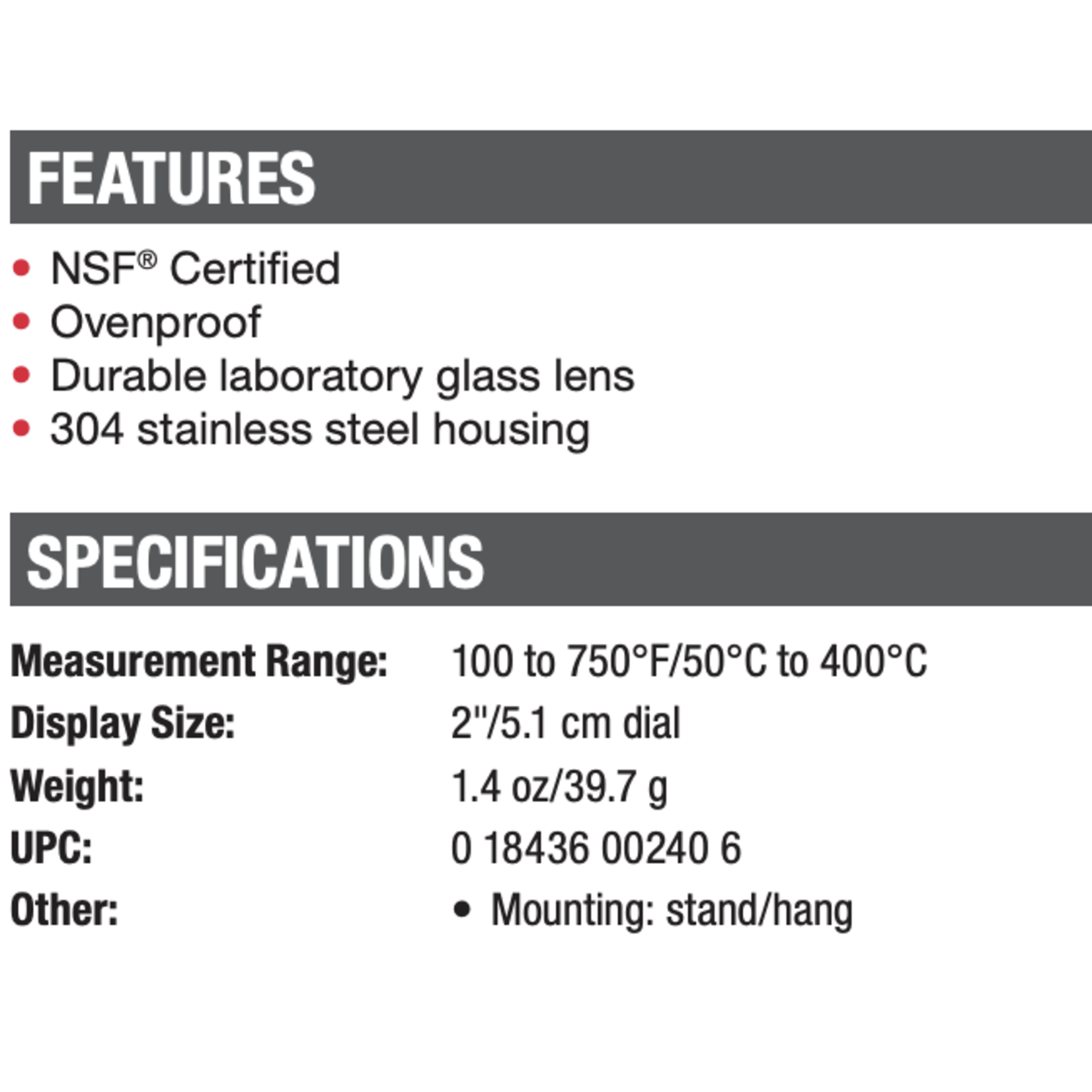 CDN CDN ProAccurate High Heat Internal Oven Thermometer