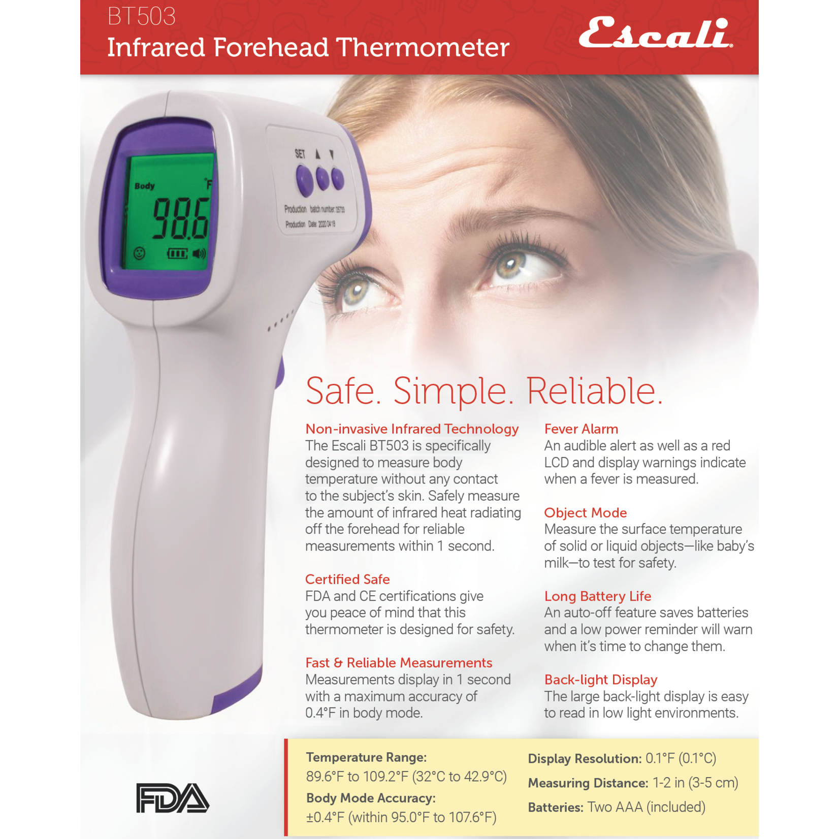 ESCALI ESCALI Infrared Forehead Thermometer