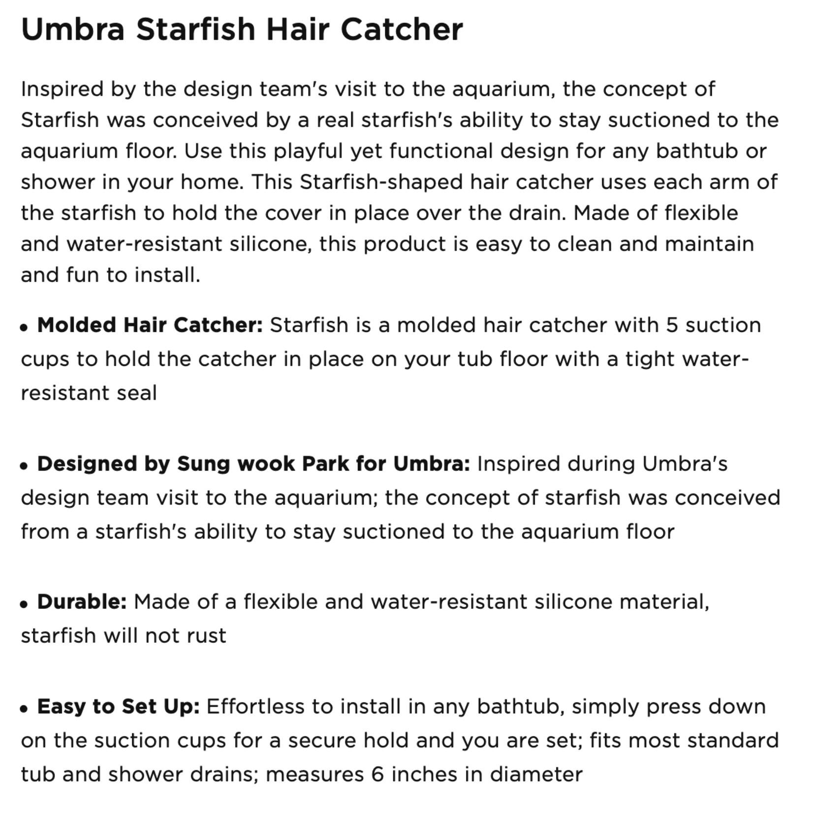 UMBRA Starfish Hair Catcher - White - Kitchen Therapy UMBRA Starfish Hair Catcher - White - Kitchen Therapy