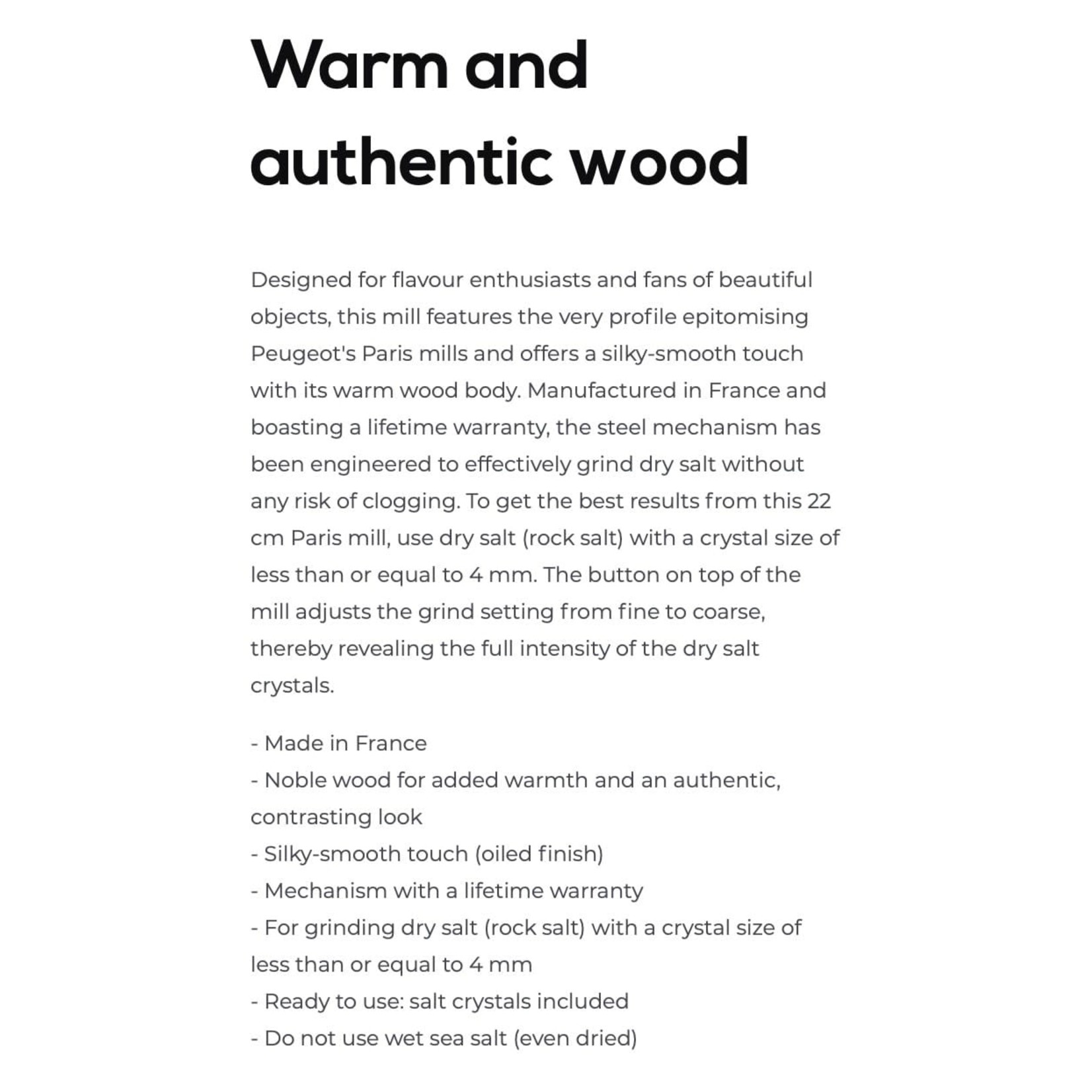 PEUGEOT PEUGEOT Paris Salt Mill 22cm - Olive Wood