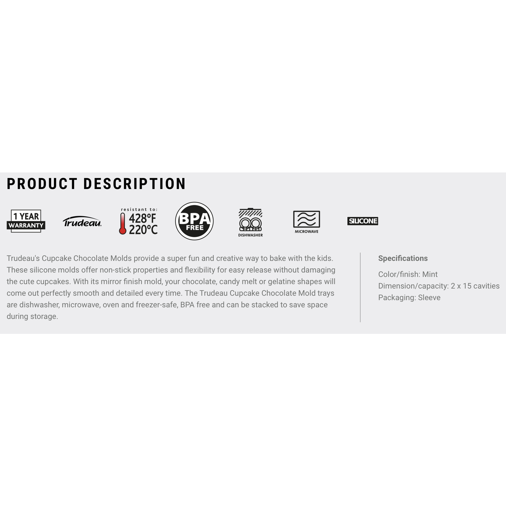 TRUDEAU TRUDEAU Cupcake Chocolate Molds S/2 DNR