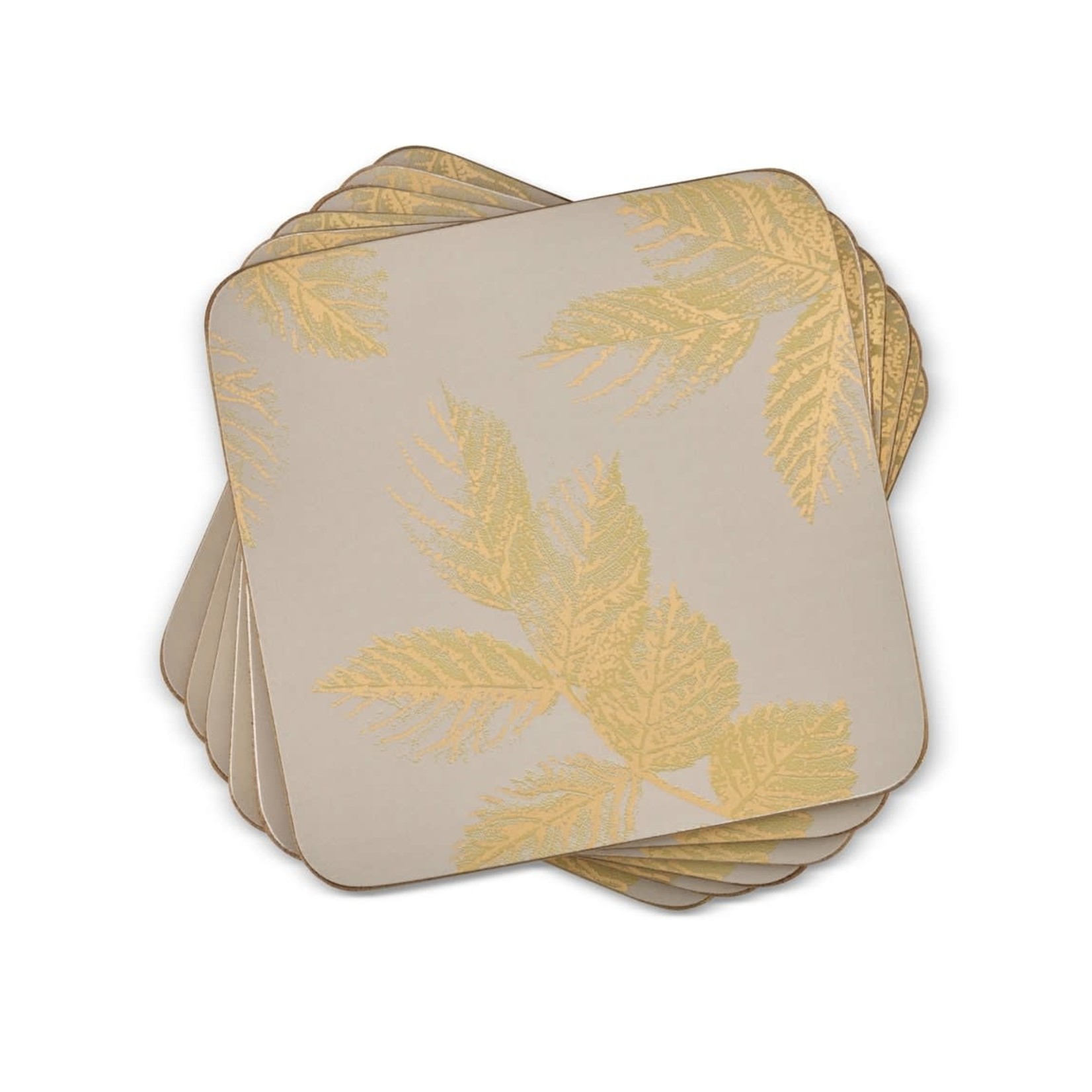 PIMPERNEL PIMPERNEL Etched Leaves Coasters S/6 - Light Grey