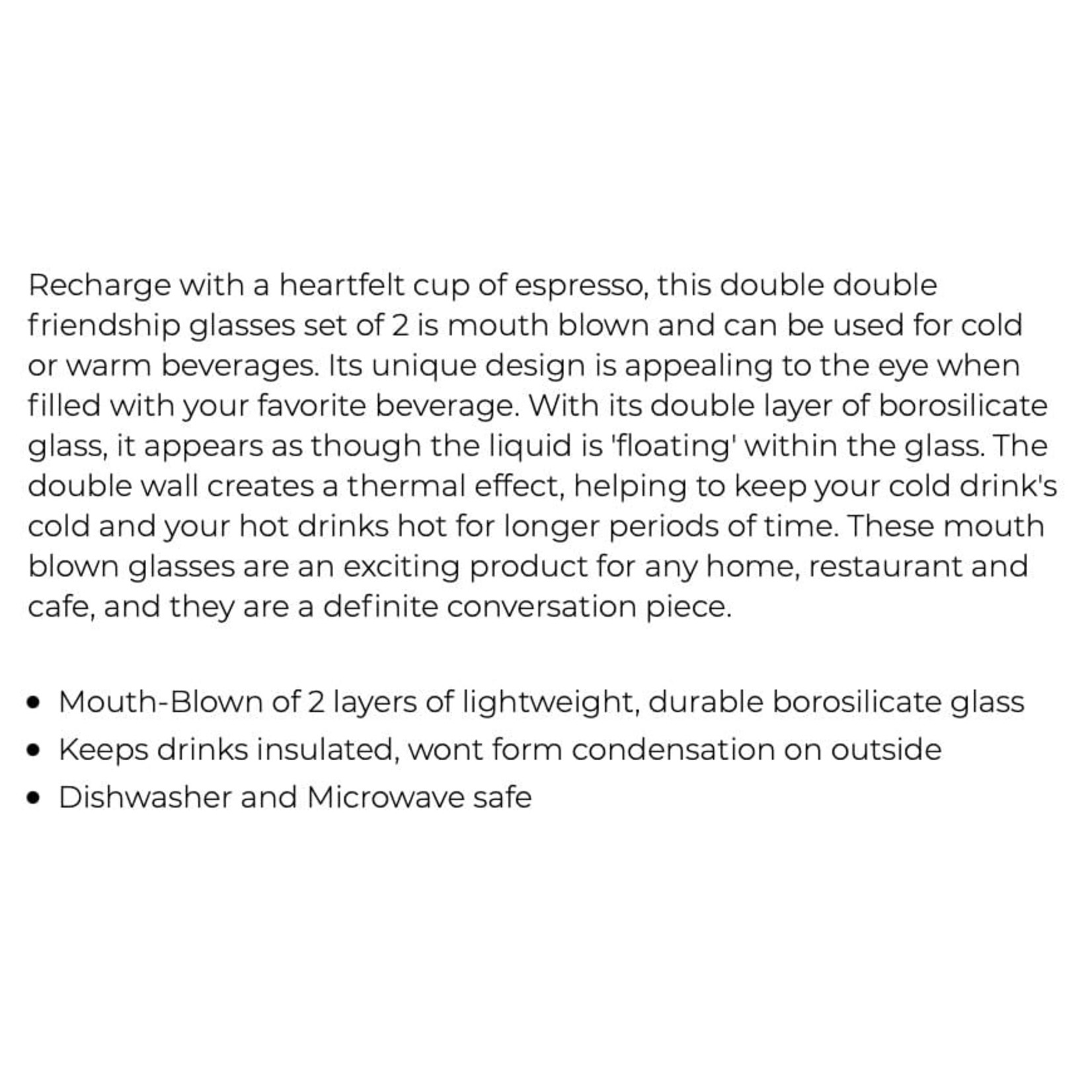 BRILLIANT BRILLIANT Double Wall Heart Espresso Cup 50mL S/2