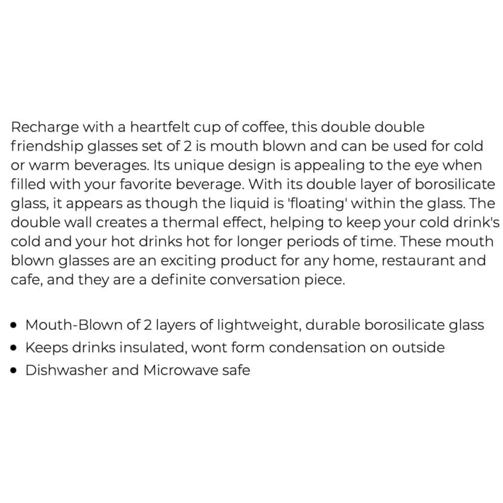 BRILLIANT BRILLIANT Double Wall Heart Coffee Cup 250mL S/2