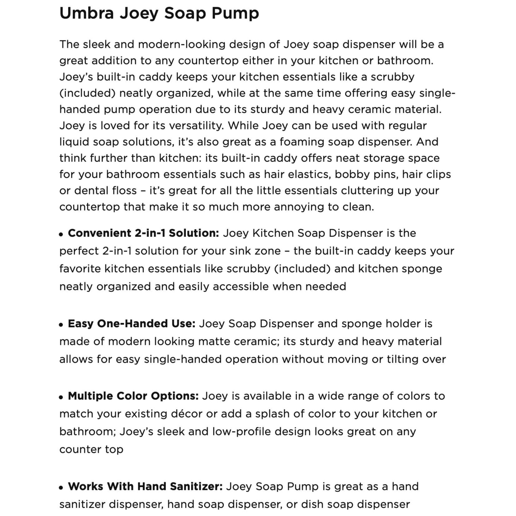 UMBRA UMBRA Joey Soap Pump & Scrubby - White DNR