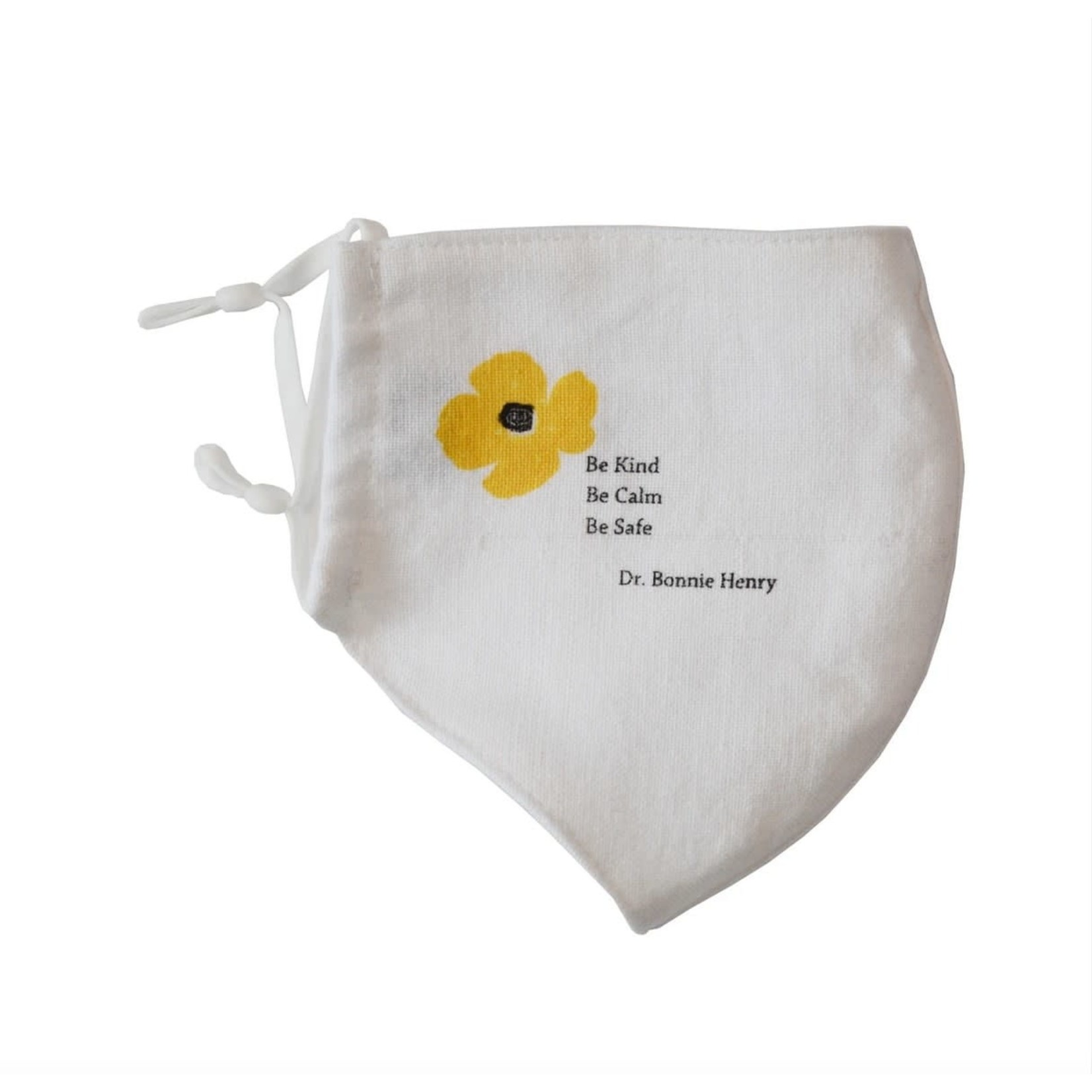 RAIN GOOSE RAIN GOOSE Dr. Bonnie Henry Yellow Flower Face Mask - Cotton / Linen Lining REG $17.99 DNR