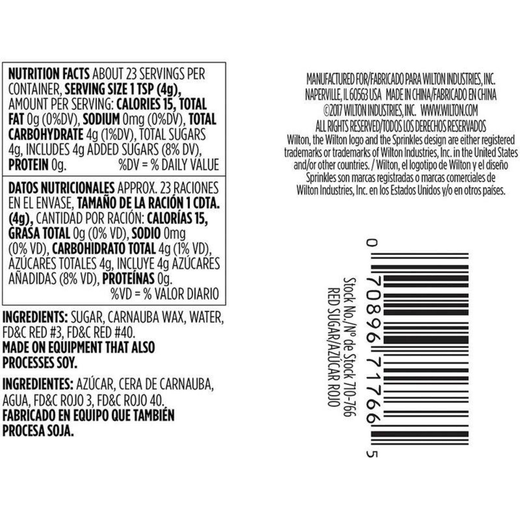 WILTON WILTON Sprinkle Sugar 3.25oz - Red - DNR