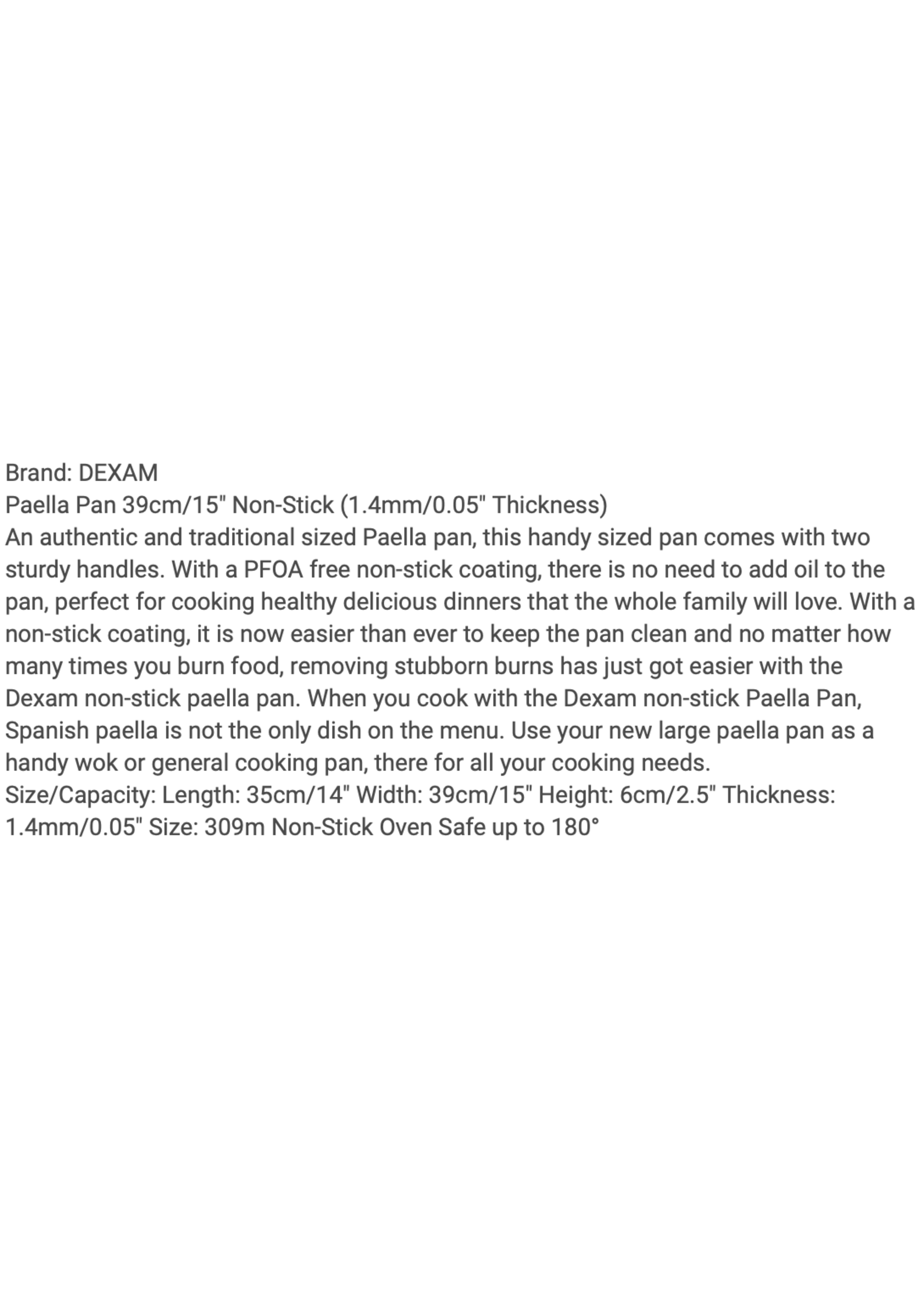 DEXAM DEXAM Non-Stick Paella Pan 15"