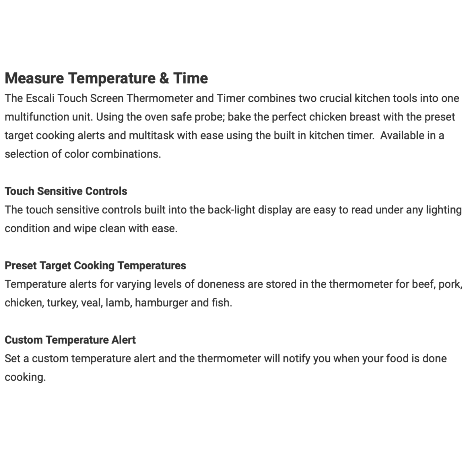 ESCALI ESCALI Touch Screen Thermometer & Timer - Blue