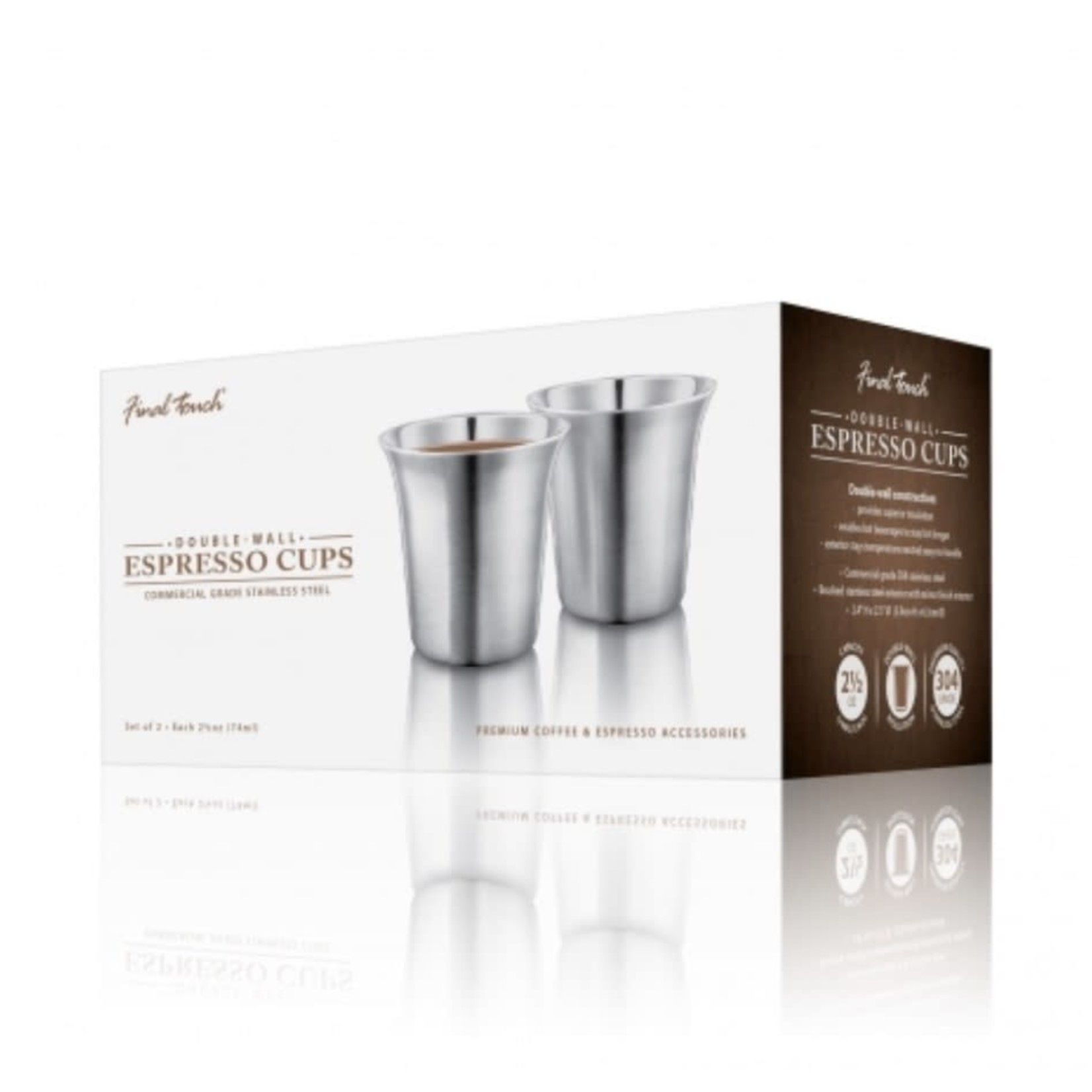 FINAL TOUCH FINAL TOUCH Double-Wall Espresso Cups 2.5oz S/2 - Stainless