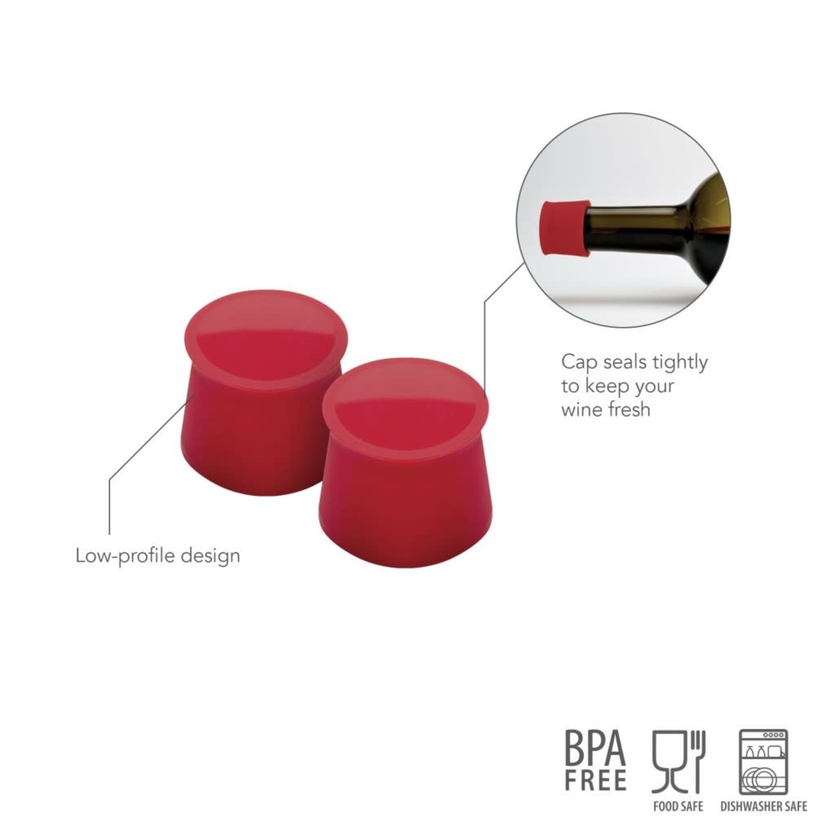 TOVOLO TOVOLO Silicone Wine Caps S/2 - Charcoal