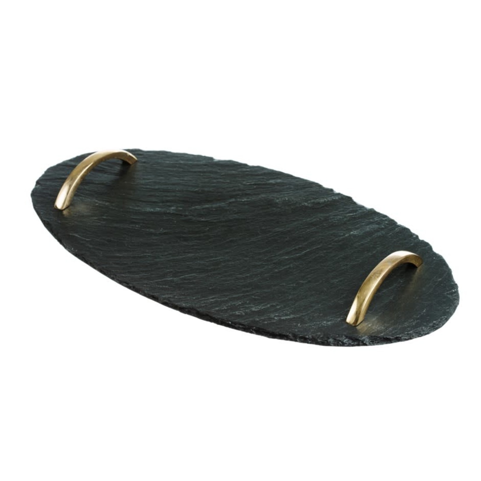 CASAFINA JUST SLATE Oval Serving Tray w/Gold Handles