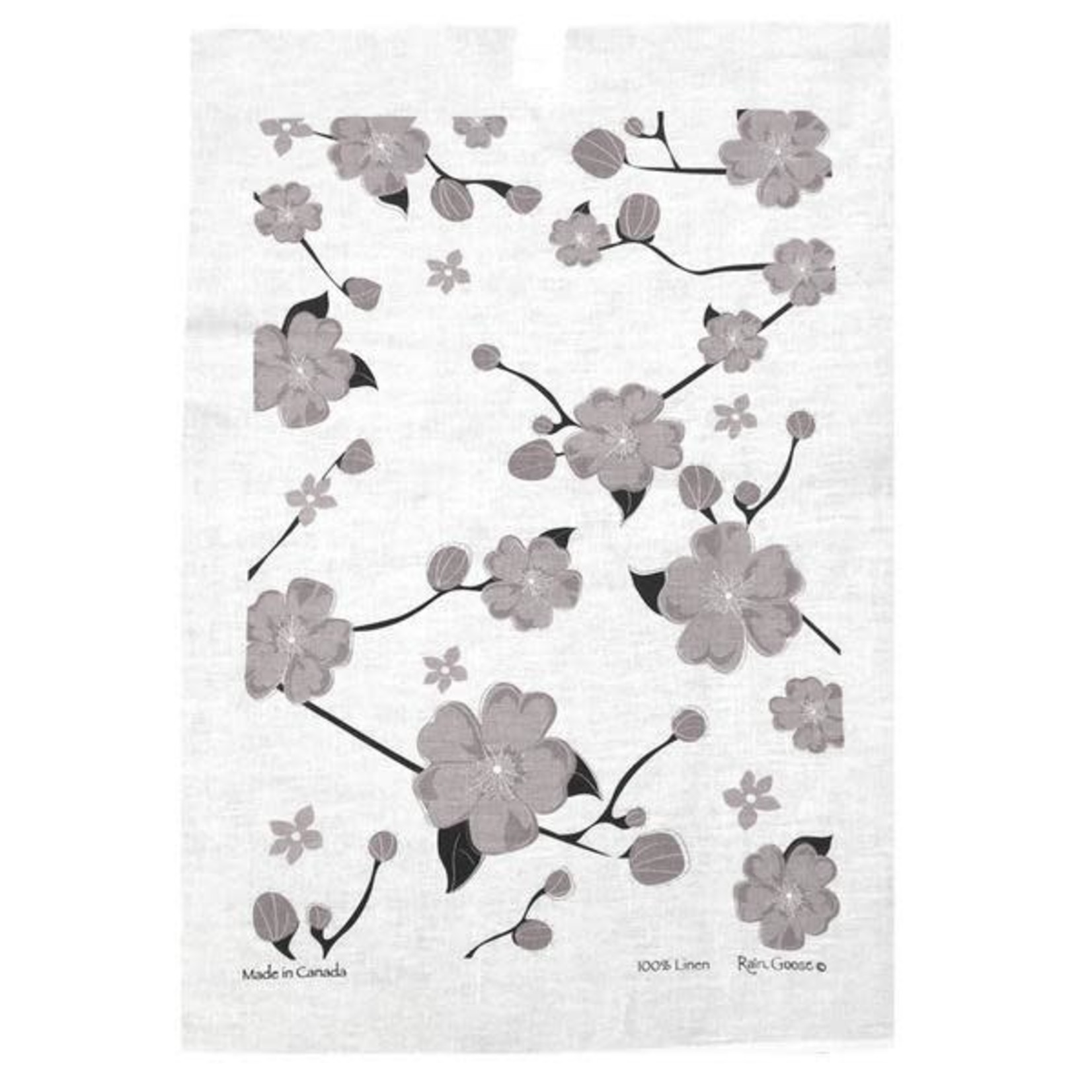 RAIN GOOSE RAIN GOOSE Cherry Blossom Linen Tea Towel-Taupe