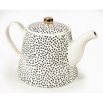 KITCHENBASICS Teapot Black&White w/Gold Knob