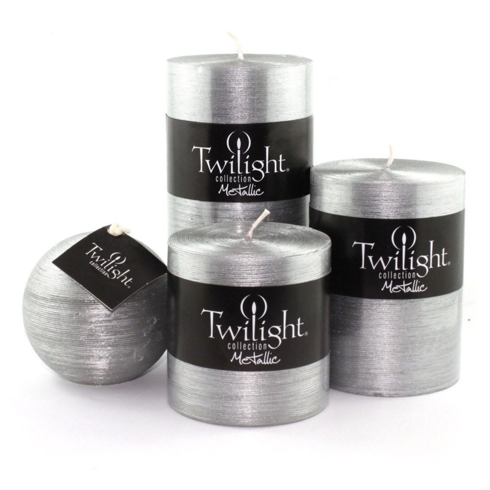 TWILIGHT TWILIGHT Pillar Candle 3x 3" - Metallic Silver