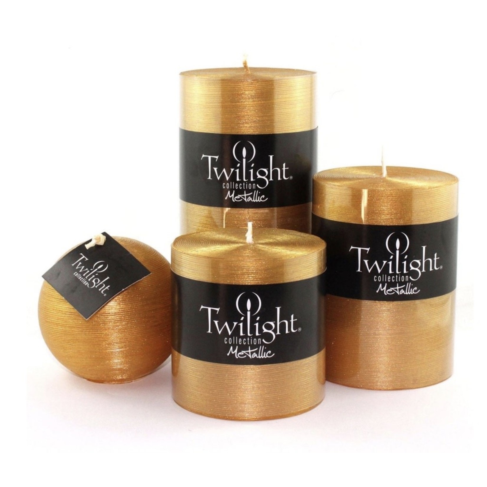 TWILIGHT TWILIGHT Pillar Candle 3x3" - Metallic Gold